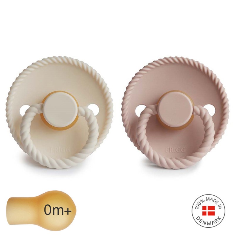 LATEX PACIFIER BLOCK 2 PACK ROPE BLUSH/CREAM 0+