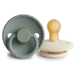 LATEX PACIFIER BLOCK 2 PACK ROPE SAGE/CREAM 0+