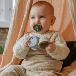 LATEX PACIFIER BLOCK 2 PACK ROPE SAGE/CREAM 6+