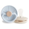 SILICONE PACIFIER BLOCK 2 PACK LITTLE VIKING POWDER BLUE/CREAM 0+