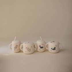 TAZZA EDUCATIVA SIL.+CANNUCCIA PRINT PINK FLOWERS