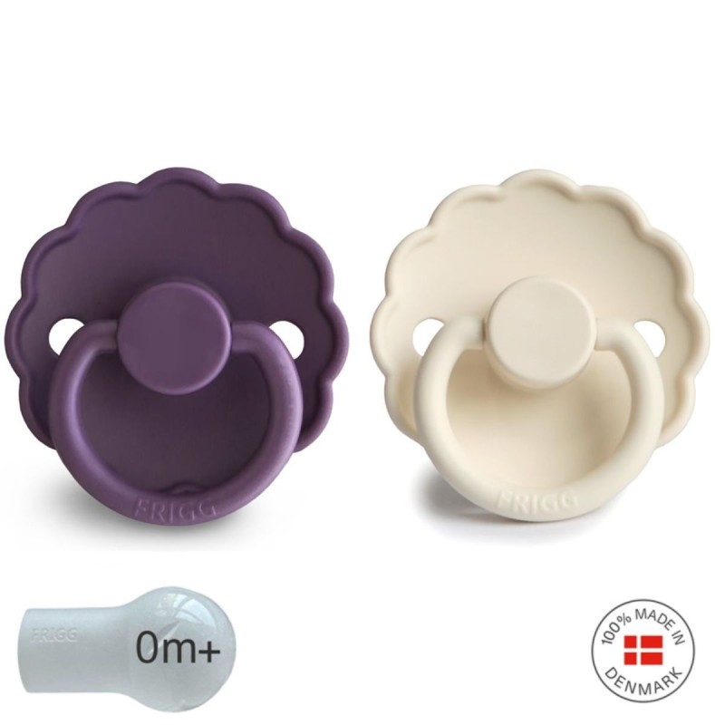 SILICONE PACIFIER BLOCK 2 PACK DAISY VIOLET DREAM/CREAM 0+